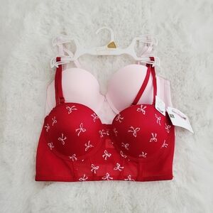 JESSICA SIMPSON 2-PACK ULTRA FLIRTY LONGLINE PUSH UP BRA SIZE 36B